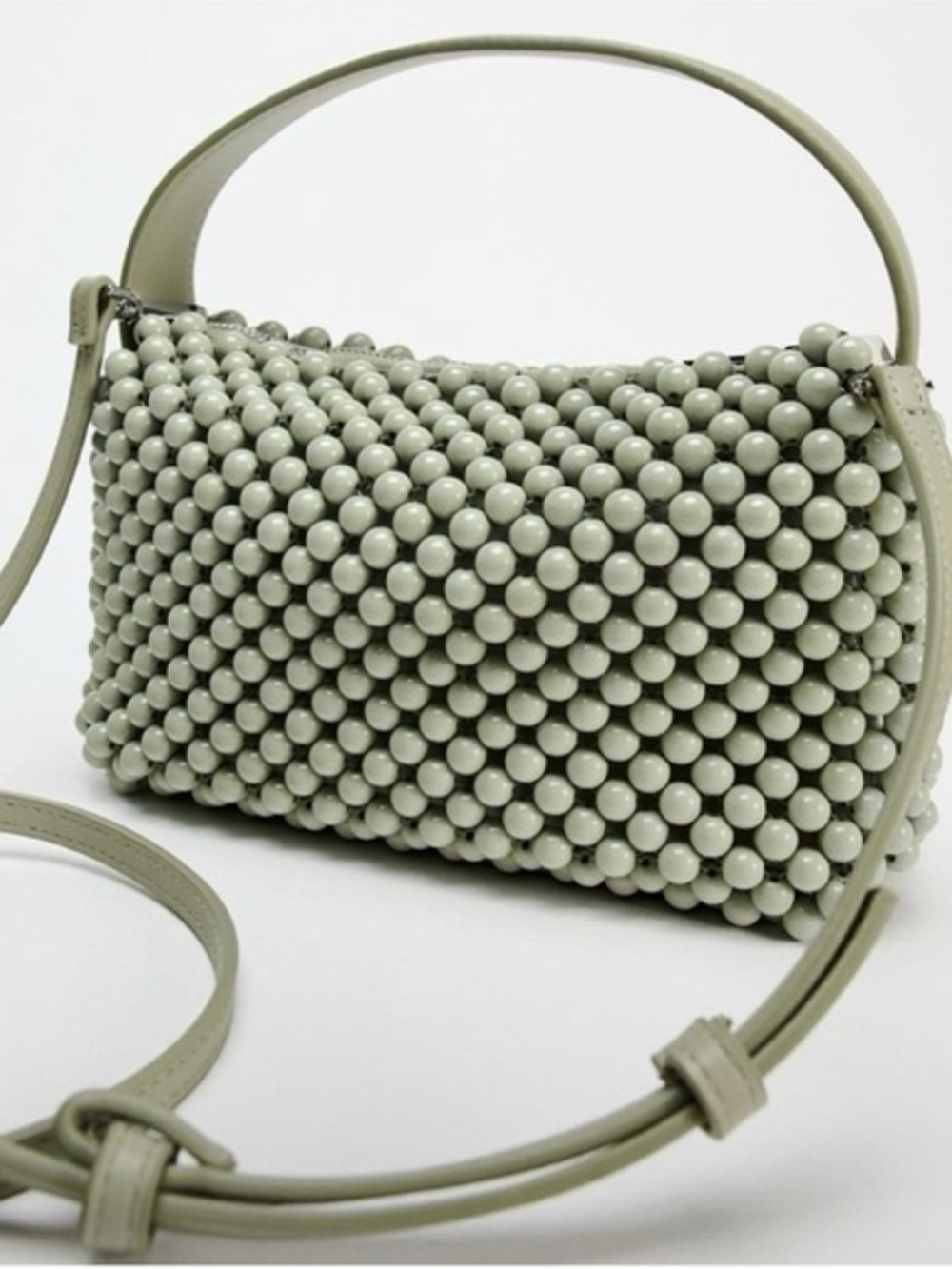Zara Sage Green Beaded Bag